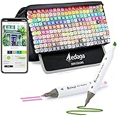 AEDAGA 200 Colors Alcohol Markers with Free App, Dual Tip Art Marker with Kickstand Case for Artists Adults. Alcohol Based Markers for Coloring Painting Sketching and Drawing, Great Gift
