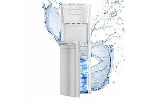 Manastin Bottom Loading Water Cooler Dispenser Hot Cold & Cool Water Dispenser for 3 or 5 Gallon Bottles, Empty Bottle Indicator, Child Safety Lock, Ideal for Office, Home, Living Room (White)