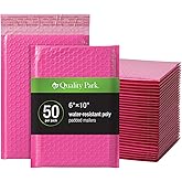 Quality Park Bubble Mailers, 6 x 9 Inch, Pink Poly Mailers, Padded Envelopes, Shipping Envelopes, Water Resistant, Self Seal,
