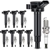 UF230 Ignition Coil &amp; 4504 Double Iridium Spark Plug for Toyota Tundra | 4Runner Sequoia Land Cruiser/Lexus GX470 GS430 LX570 LX470 LS430 SC430 V8 Replaces#C1173 UF493 5C1196 90919-02230 90919-02259