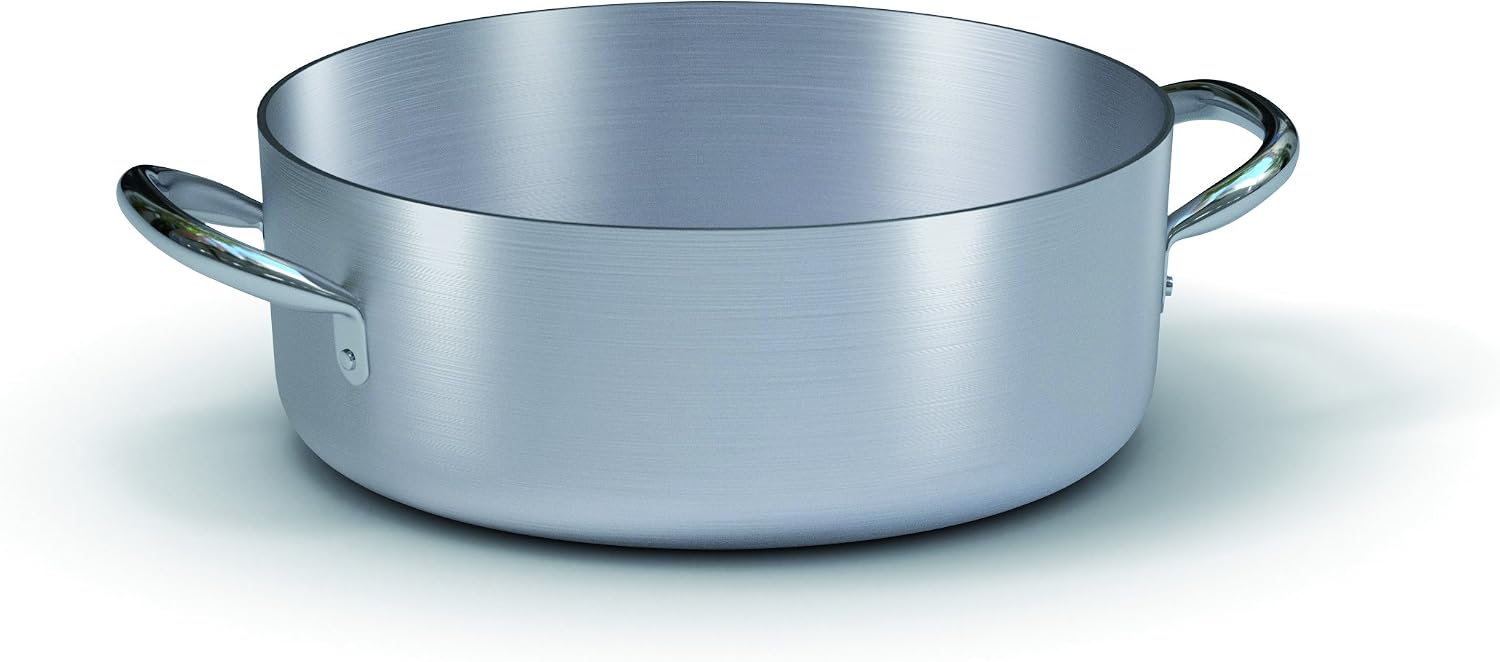 Ballarini 7016. 32 Cm Low Casserole with Two Handles in Crude Aluminium, 32 Cm, Grey
