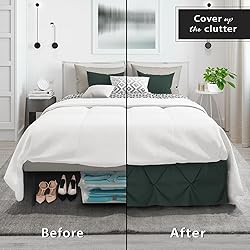 Nestl Forest Green Bed Skirt Full Size, Pinch Pleat