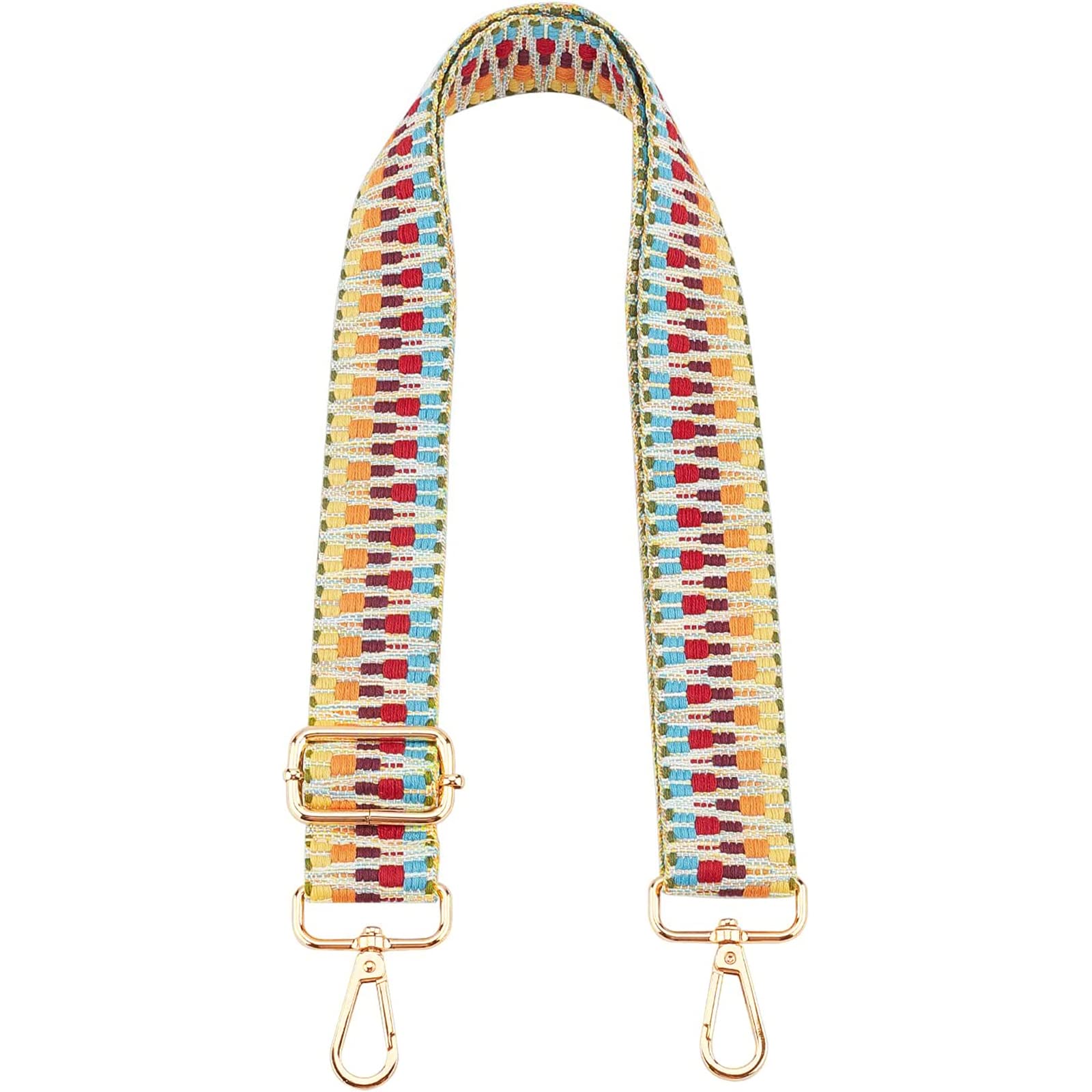 SUPERFINDINGS Replacement Handbag Shoulder Strap 71~127cm Adjustable Belt Crossbody Canvas Bag Colorful Wide Bag Straps with Light Gold Alloy Clasps for Handbags Luggage Guitar