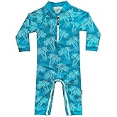 weVSwe Baby Toddler UPF 50+ Sun Protection Rash Guard Long Sleeve Swimsuit with Crotch Zipper