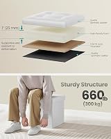 SONGMICS Mazie Collection Storage Ottoman 38 cm Foldable Foot Rest Cloud White view 3