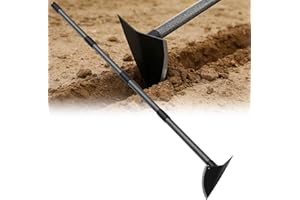 CALCHELE Garden Hoe, Heavy Duty Trenching Hoes with Adjustable Long Handle 30-72 Inch, Sharp Edge Triangle Weeding Hoe Garden