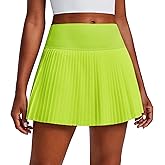 PINSPARK 15" High Waist Pleated Tennis Skirts for Women with Shorts Mini Athletic Workout Golf Skort Skirts with Pockets