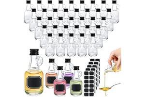 ZUQIAN 36 PCS Glass Syrup Bottles 1.7 oz Mini Empty Maple Syrup Bottles with Loop Handle, Reusable Clear Glass Maple Syrup Ja
