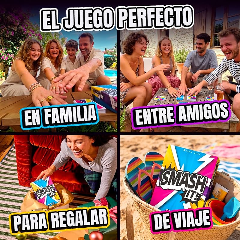 Smash It! - Juegos de Mesa para Familia y Amigos - Juego de Cartas de Rapidez Mental - de 2 a 8 Jugadores - Diversión sin Pantallas - Regalo Original | Juego de Viaje