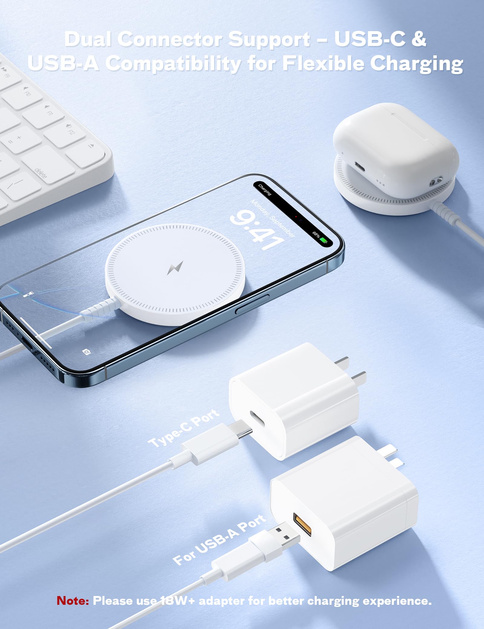 MagSafe Charger Magnetic Wireless iPhone Charge Compatible with iPhone 17 Pro Max Air 16 15 14 Pro Max Plus 13 12 Pro Max & AirPods 4 3 2 Pro - Charging Pad Dock for Travel Home Office