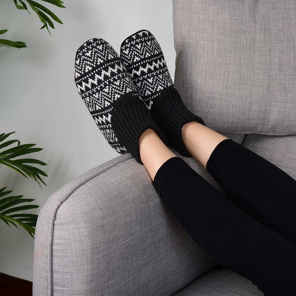 Panda Bros Fluffy Slipper Socks with Non Slip Women House Lined Socks Boat Super Cozy Hospital Slippers: Clothing