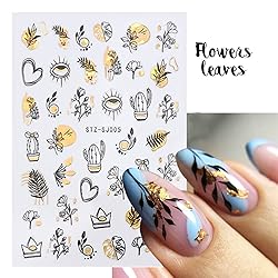Laser Gold Flowers Leaf Leopard Print Abstract Face