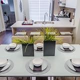 Pauwer Woven Round Placemats 6 Pieces 38 cm Light Gray Heat Resistant Non Slip view 8