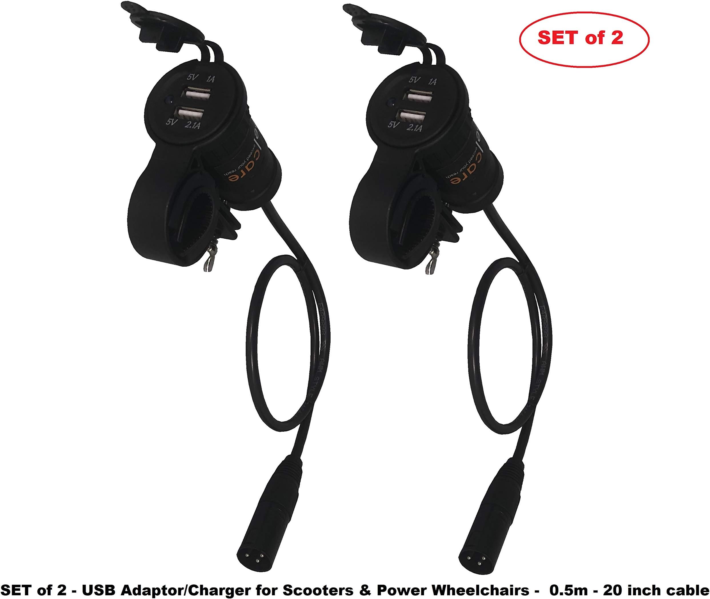 Cheelcare USB Adaptor/Charger for Scooters and Power Wheelchairs (20 inch Bundle)