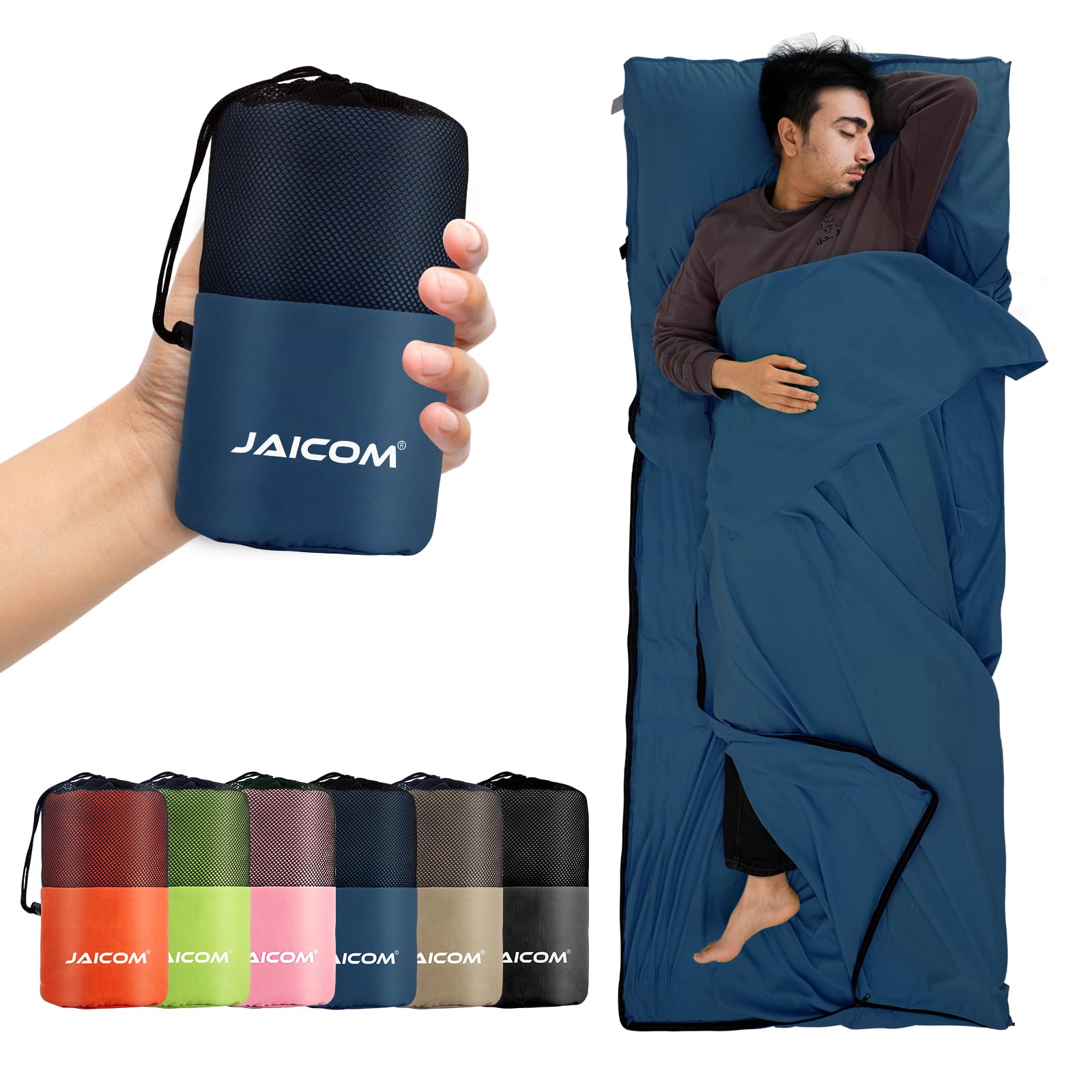 Photo 1 of JAICOM Sleeping Bag Liner, Travel Sheets & Adult Sleep Sack, Ultralight and Portable Summer Sleeping Bag - Ideal for Backpacking, Hotels and Hostels, Business Trips, Camping
