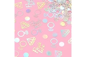 MEYSIMOON Iridescent Bachelorette Party Table Confetti 150Pcs Bride to be,Diamond and Ring Shape Paper Confetti for Engagement Party Decorations,Bridal Shower supplies (BRIDE TO BE)