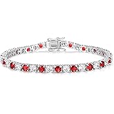 FANCIME Birthstone Tennis Bracelet, Sterling Silver Tennis Bracelets for Women, Fine Jewelry Wedding Bridal Prom Birthday Gift for Women Mom Wife, Length 7.2 Inch, Width 4mm