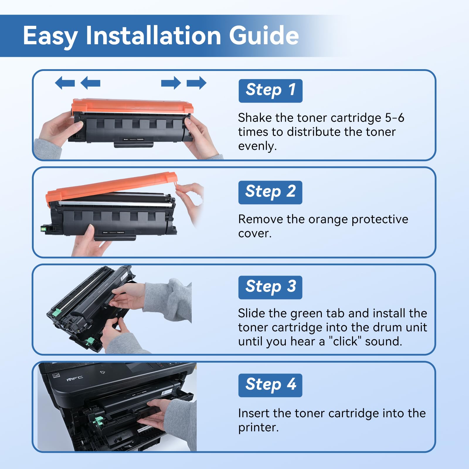MYTONER Compatible Toner Cartridges Replacement for Brother TN830 XL/V/R TN-830 TN830XL for DCP-L2640DW HL-L2460DW HL-L2405W HL-L2400D L2465DW HL-L2480DW MFC-L2820DW XL MFC-L2820DW Printer, 4 Black