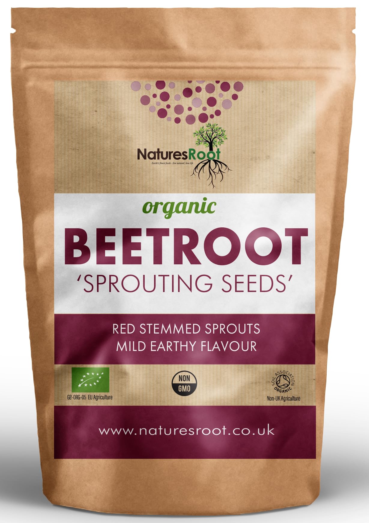 Nature’s Root Organic Red Beet Seeds 250g - Beet Sprouting Seeds | Microgreens | Beetroot Microgreen Sprouts | Non-GMO | Certified Organic