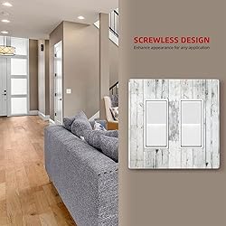 Grey White Wood 2 Gang Double Rocker/Decor Light