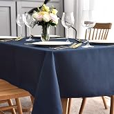 maxmill Jacquard Table Cloth Swirl Pattern Spillproof Wrinkle Resistant Heavy Weight Soft Tablecloth for Kitchen Dinning Tabletop Decoration Outdoor Picnic Rectangle 52 x 70 Inch Navy Blue