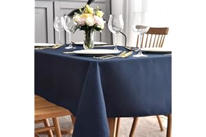 maxmill Jacquard Tablecloth Swirl Design Spillproof Wrinkle Free Heavy Weight Soft Table Cloth Decorative Fabric Table Cover for Outdoor and Indoor Use Oblong 60 x 120 Inch Navy Blue