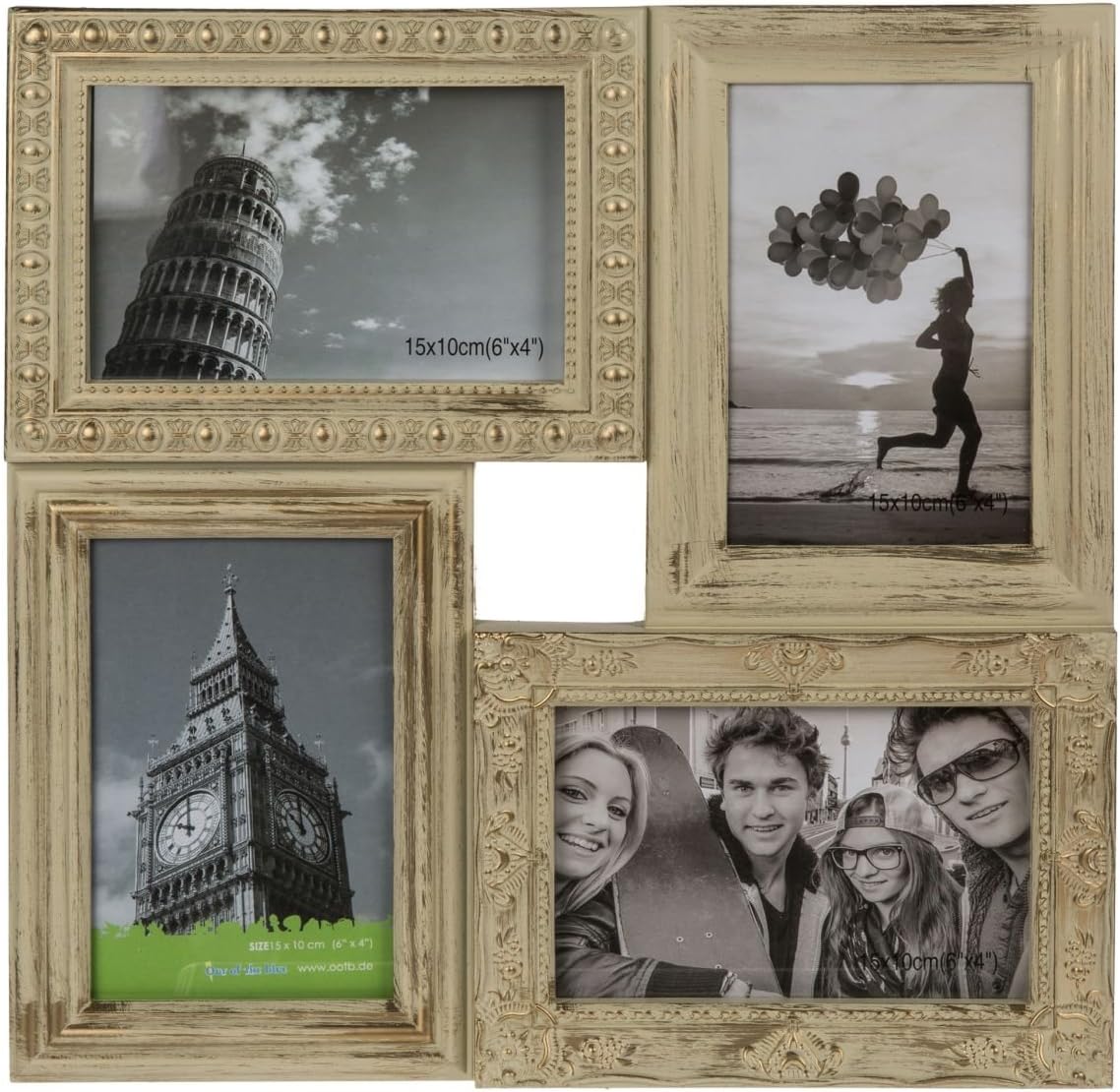 Masse Rahmen Ca 4 Zusammengefugte Fotorahmen Mit Verschiedenen Dekors 33 X 33 X 2 5 Cm Goldfarben Im Shabby Antik Look Mehrfach Bilderrahmen Fur 4 Bilder Oder Fotos Im Format 10 X 15 Cm Baby Com Babygeschenke Taufe