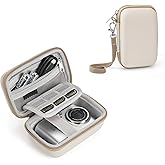 YINKECASE Digital Camera Case Fit for KODAK PIXPRO FZ45/FZ55/ CAMKORY/STUOGYUM DC402-AF/Canon IXUS, Storage Travel Carry Case with 3 SD Card Slots for Camera, Batteries, SD Card, Beige