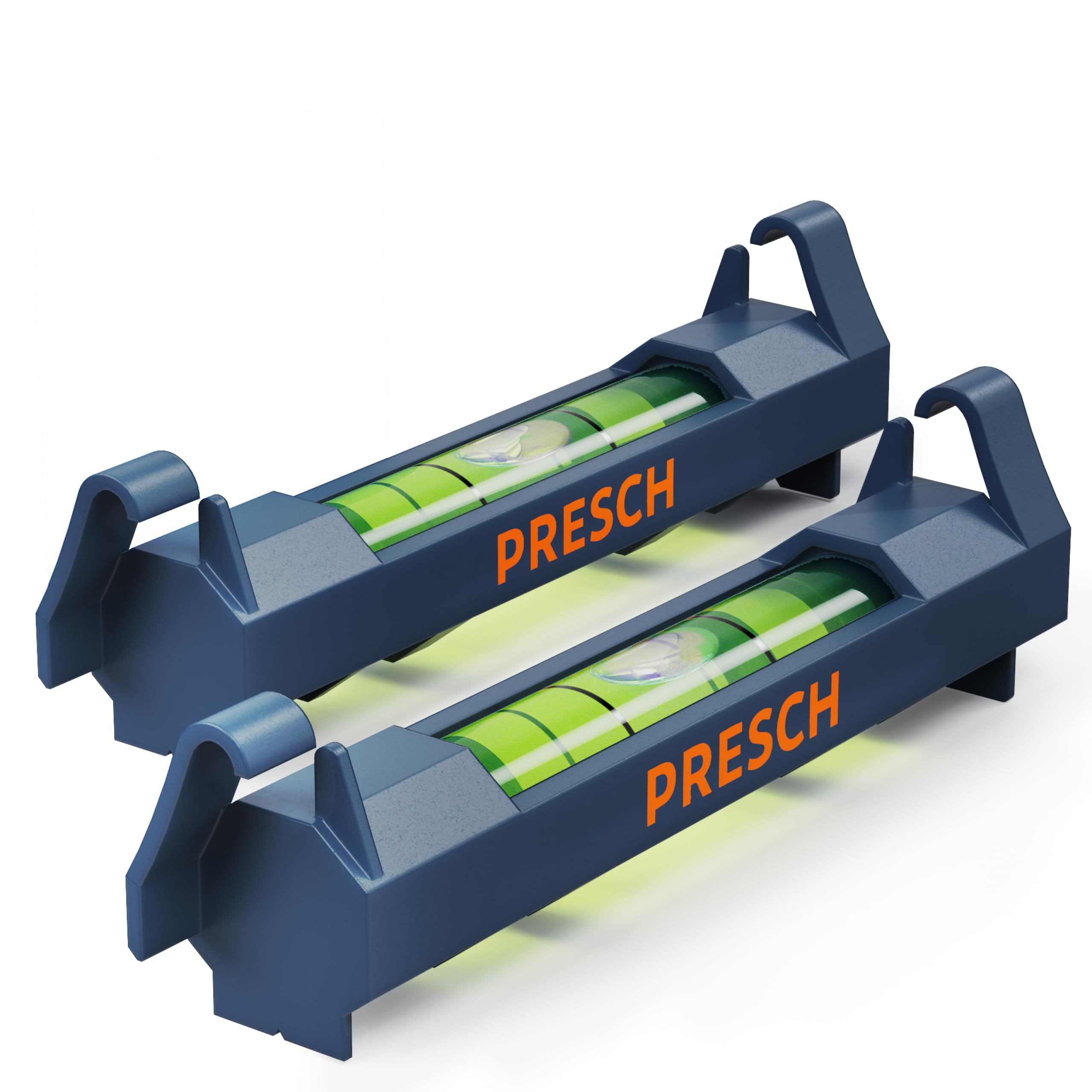 Presch Line Spirit Level 2 pcs. - Extremely Secure Hold Thanks to Safety Hooks - Lightweight Design for Perfectly Aligned String - Shatterproof Acrylic Glass - 360° Readable for Precise Alignment