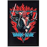 Disney Star Wars Dark Side Villains Framed Wood Wall Decor - Fiery Dark Side Wall Art for Man Cave or Movie Room