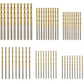 BECOLLO 60pcs Titanium Drill Bit Set(3/64"-1/8"), HSS Metal Jobber Length Twist Drill Bits, 135&deg; Split Point, Suitable for Drilling in Metal, Plastic, Wood