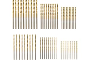 BECOLLO 60pcs Titanium Drill Bit Set(3/64"-1/8"), HSS Metal Jobber Length Twist Drill Bits, 135° Split Point, Suitable for Drilling in Metal, Plastic, Wood