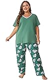 Vozanet Women's Pajama Sets Short Sleeve with Long