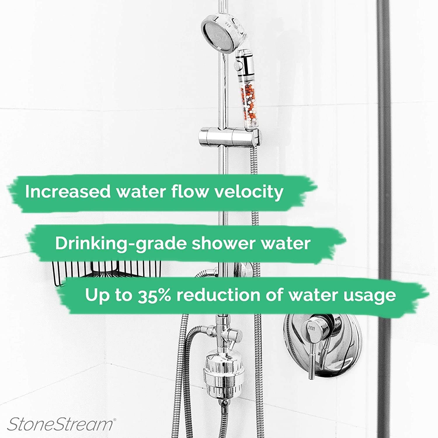 Original StoneStream® EcoPower Handheld Showerhead Replacement Stones, Chrome - Image 3