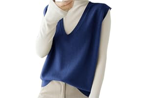 Womens V Neck Sweater Vest Plus Size Knit Sleeveless Knitwear Tops Casual Loose Fit Pullover Tank Top