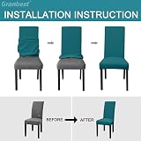 Granbest High Stretch Dining Chair Covers Set of 4 Blackish Green Jacquard view 6