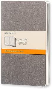 Moleskine Cahier Journal, Soft Cover, Large (5" x 8.25") Ruled/Lined, Pebble Grey, 80 Pages (Set of 3)