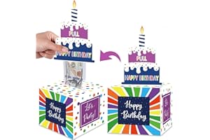 Meiidoshine Birthday Money Box for Cash Pull, Surprise Roll Gift Boxes for Kids Adults with Happy Birthday Day Card and 50Pcs Transparent Bags - A Fun and Loving Way to Give Money as Gift
