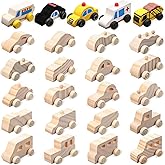 Leyndo 20 Pcs Small Wooden Cars to Paint for Kids Wooden Car Craft DIY Paintable Wood Cutouts Wood Car for Trucks Race Cars Bulk Crafts Painting Projects