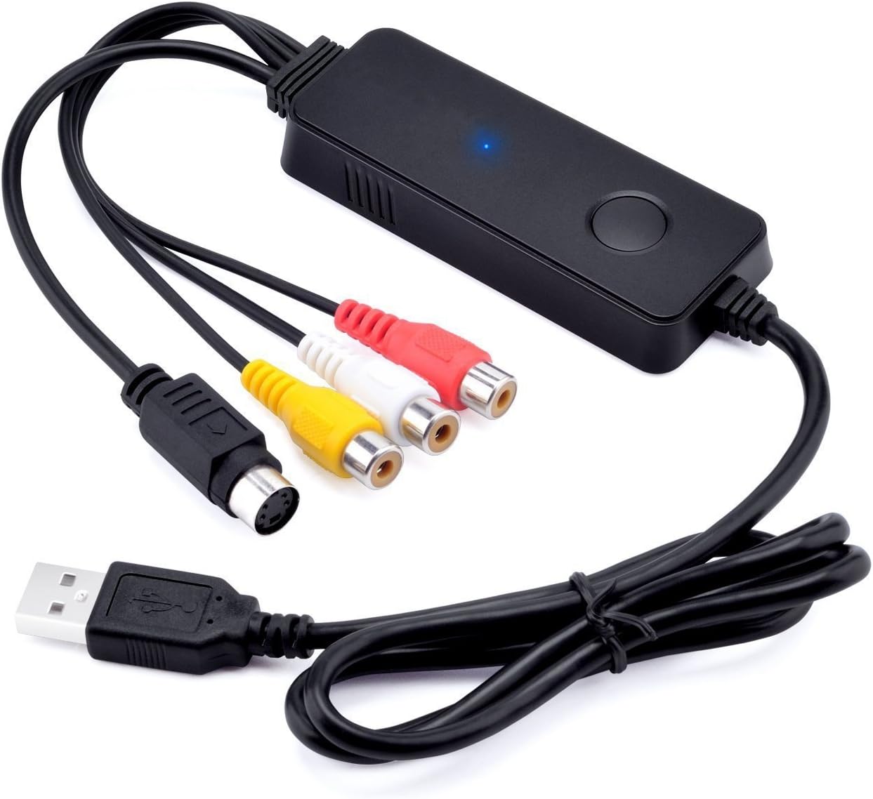 Ruibo Sike Video Grabber VHS Recorder USB 2.0 Video Capture Card Transfer VHS to PC/Mac VHS to DVD Converter-Black