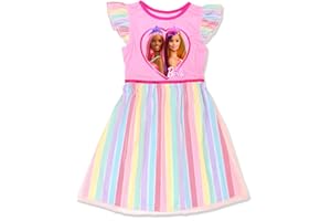 Barbie Girl's Rainbow Dress Up Fantasy Gown Nightgown Pajamas