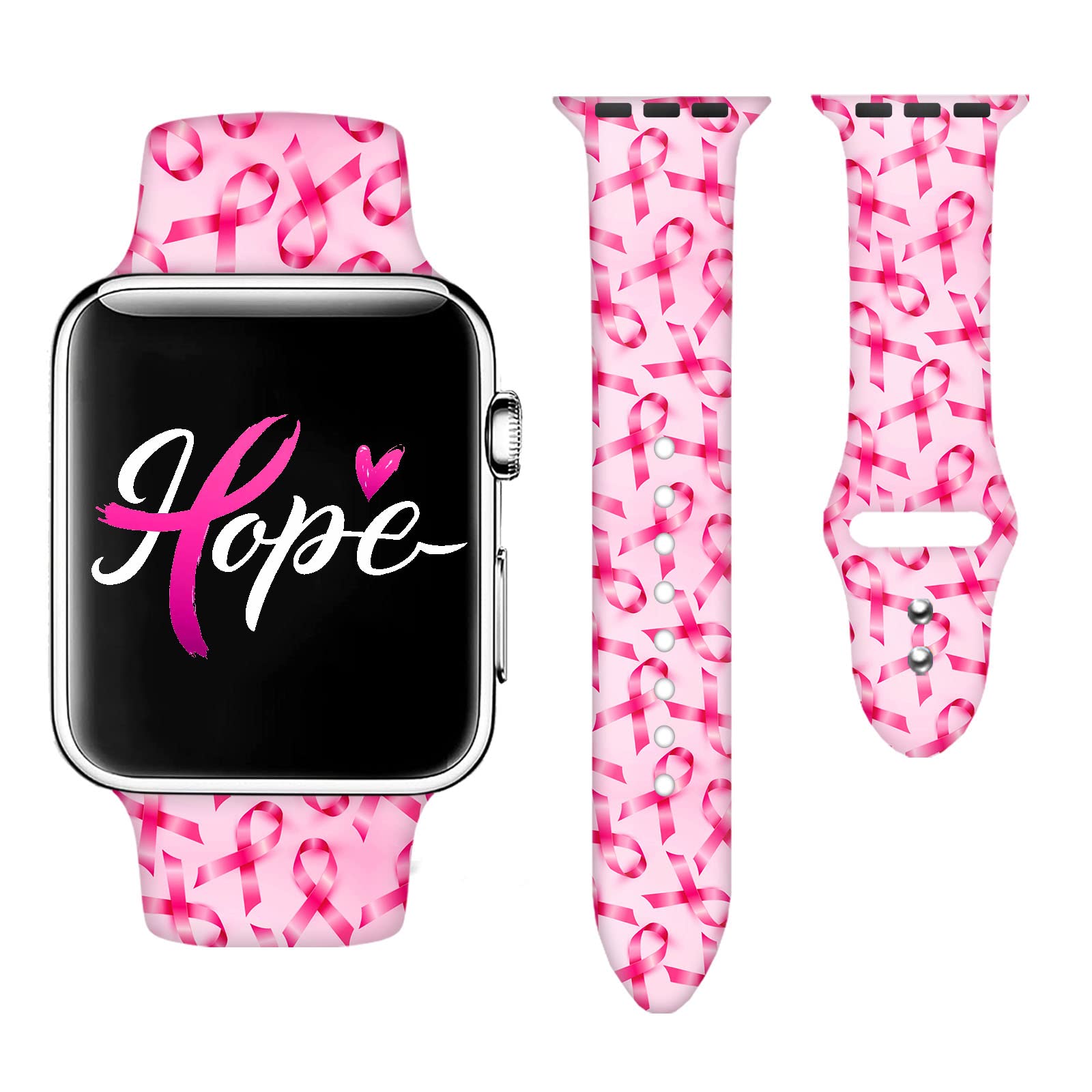 Breast Cancer Awareness Gifts for Women Watch Bands Compatible With Apple Watch 38mm 40mm 41mm For Women Men,Adjustable Replaceable Smartwatch Straps for iWatch Series SE 10 9 8 7 6 5 4 3 2 1