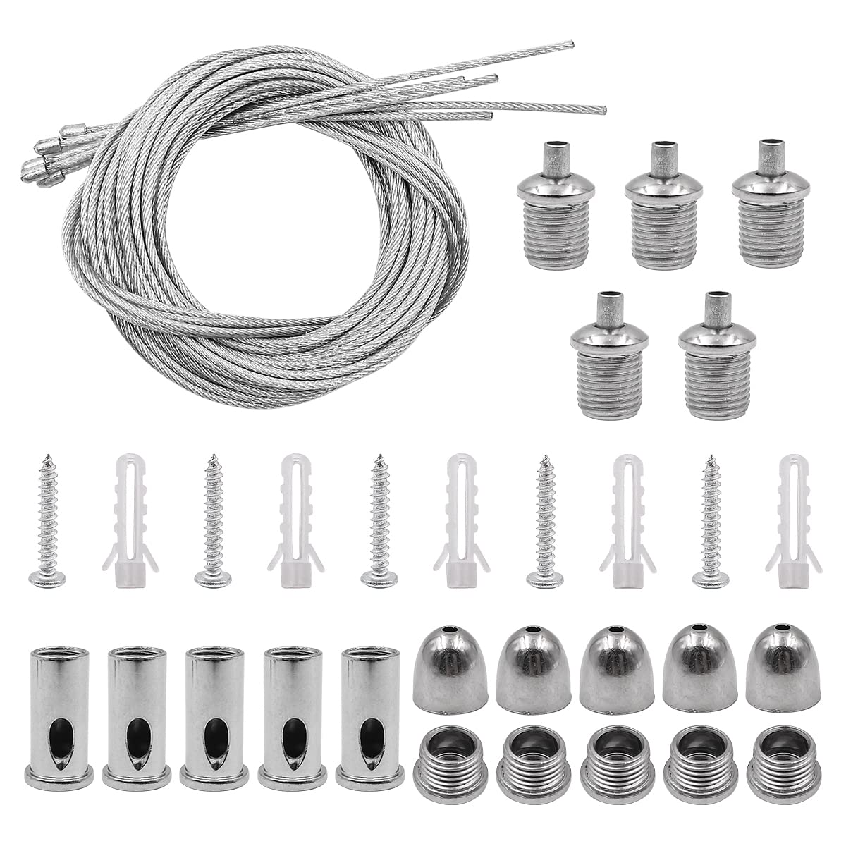 Hsthe Sea 5PCS Ceiling Light Fixtures Suspension Cables Kit Fitting Steel Hanging Chains Adjustable Trim for LED Panel Light Aquarium Lights Pendant Lighting