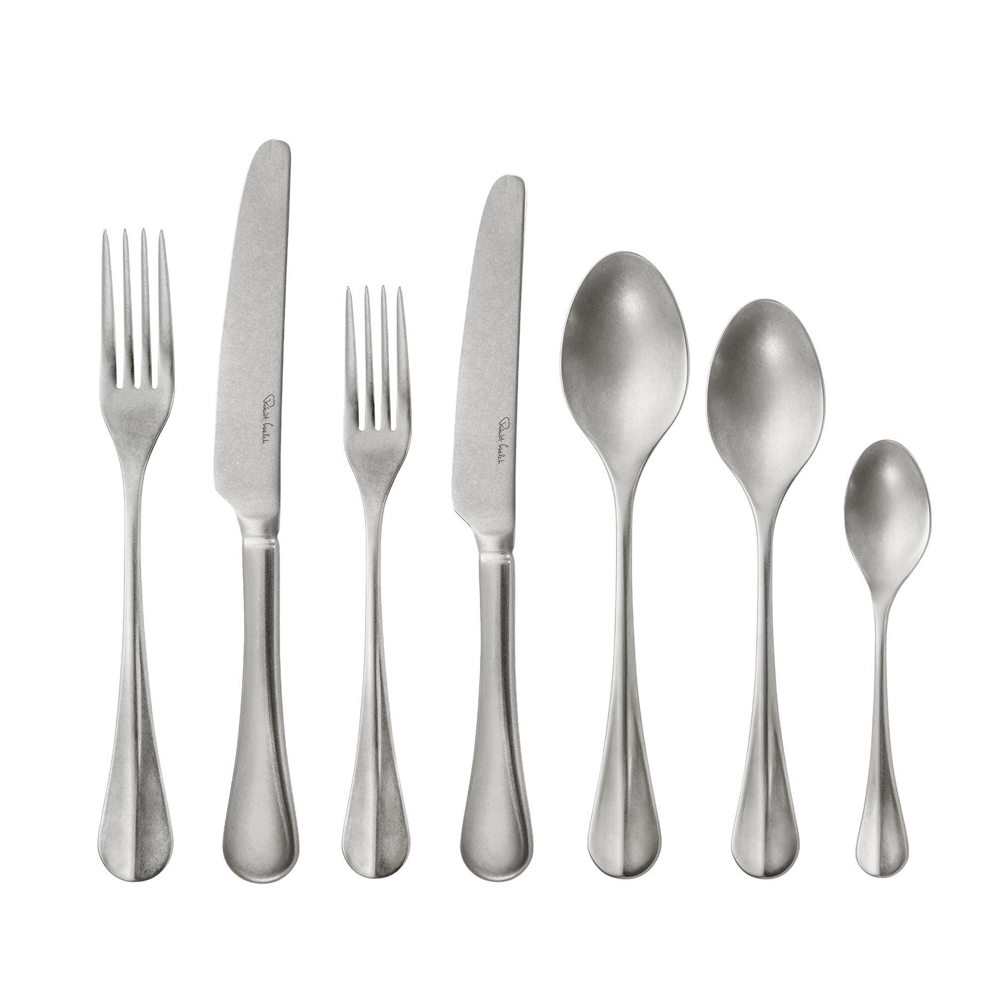 Robert Welch Baguette Vintage, 42 Piece Cutlery Set for 6 People. Matt Finish Made from Stainless Steel. Dishwasher Safe.