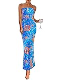 PRETTYGARDEN Womens Summer Printed Tube Maxi Dress