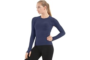 MathCat Seamless Workout Shirts for Women Long Sleeve Yoga Tops Sports Running Shirt Breathable Athletic Top Slim Fit