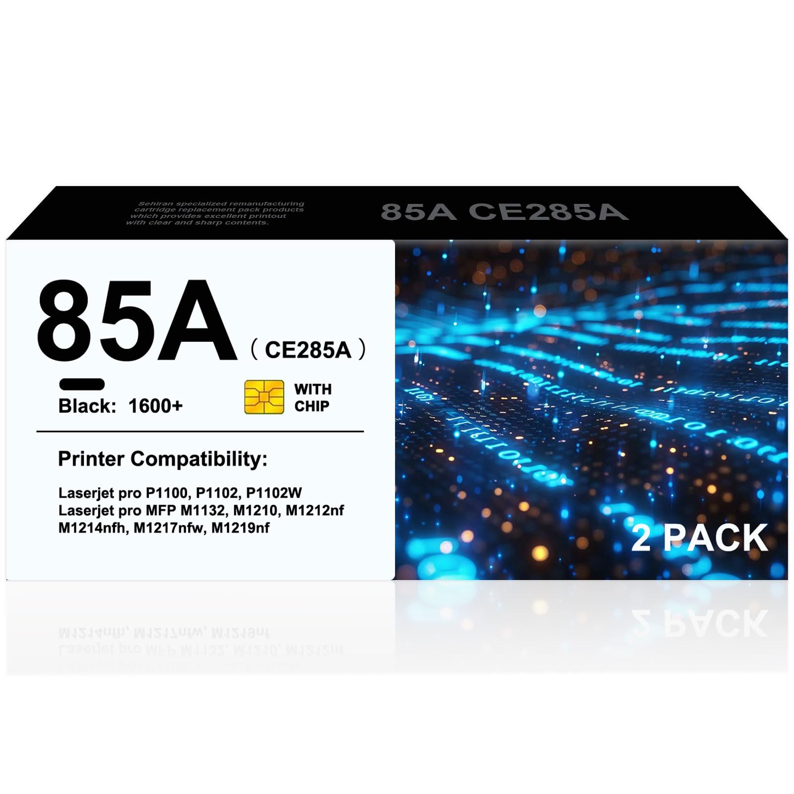 Photo 1 of Sehiran 85A Toner Cartridges High Yield (2 Pack, Black) Replacement for HP 85A CE285A CE285 Black Toner Cartridge Use for LaserJet P1102W P1102 P1109W M1217nfw M1212 M1212nf M1217 Pro Printer