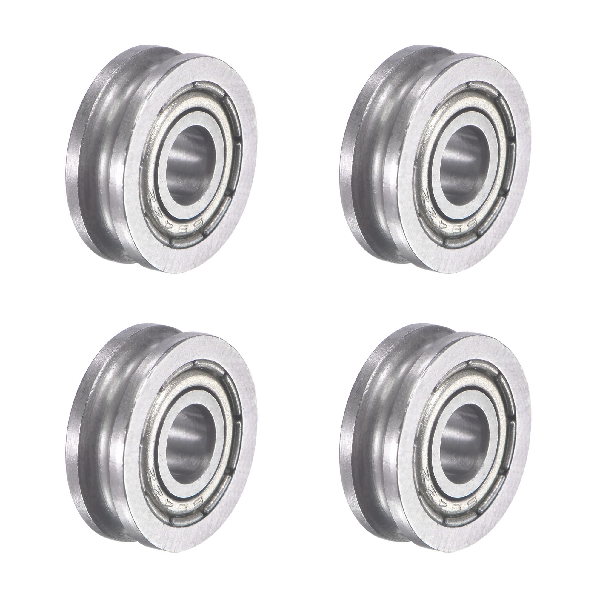 sourcing map Sliding Door Roller U Groove 4mm Shaft Hole 13mm Diameter, Bearing Steel, Pack of 4, Silver