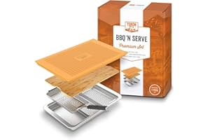 Yukon Glory™ BBQ 'N SERVE Premium Set, Includes 3 Grill Baskets, Serving Tray, Bamboo Cutting Board, Plastic Lid and Clip-on Handle