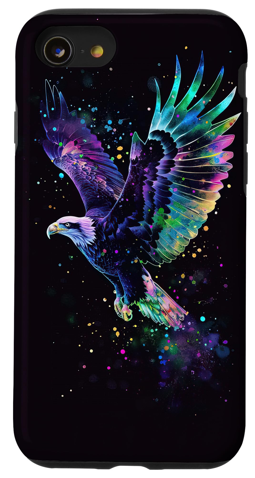 iPhone SE (2020) / 7 / 8 Watercolor eagle Bird Vibrant Color Black Background Case